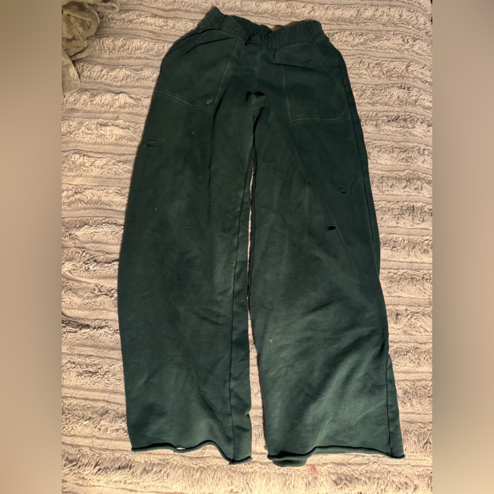Aerie Dark Green Wide-Leg Pants